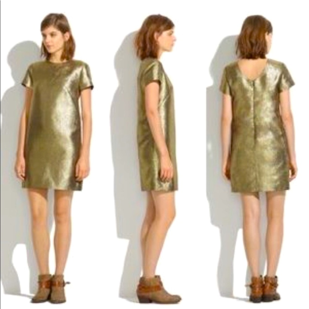 Madewell Gold Metallic Mini Dress -  NYE dress
